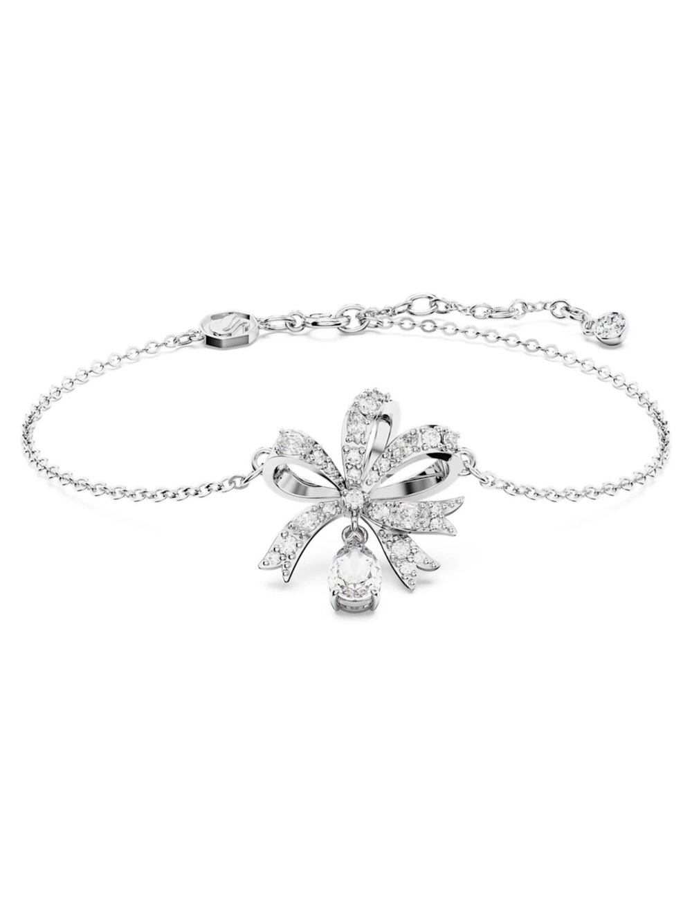 NWT Swarovski Zirconia Volta Bracelet Bow, White, Rhodium Plated Size XS